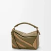 Borsa Puzzle piccola in pelle di vitello classica e pelle scamosciata Oliva/Oro Borsa Puzzle piccola in pelle di vitello classica e pelle scamosciata Oliva/Oro