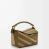 Borsa Puzzle piccola in pelle di vitello classica e pelle scamosciata Oliva/Oro Borsa Puzzle piccola in pelle di vitello classica e pelle scamosciata Oliva/Oro
