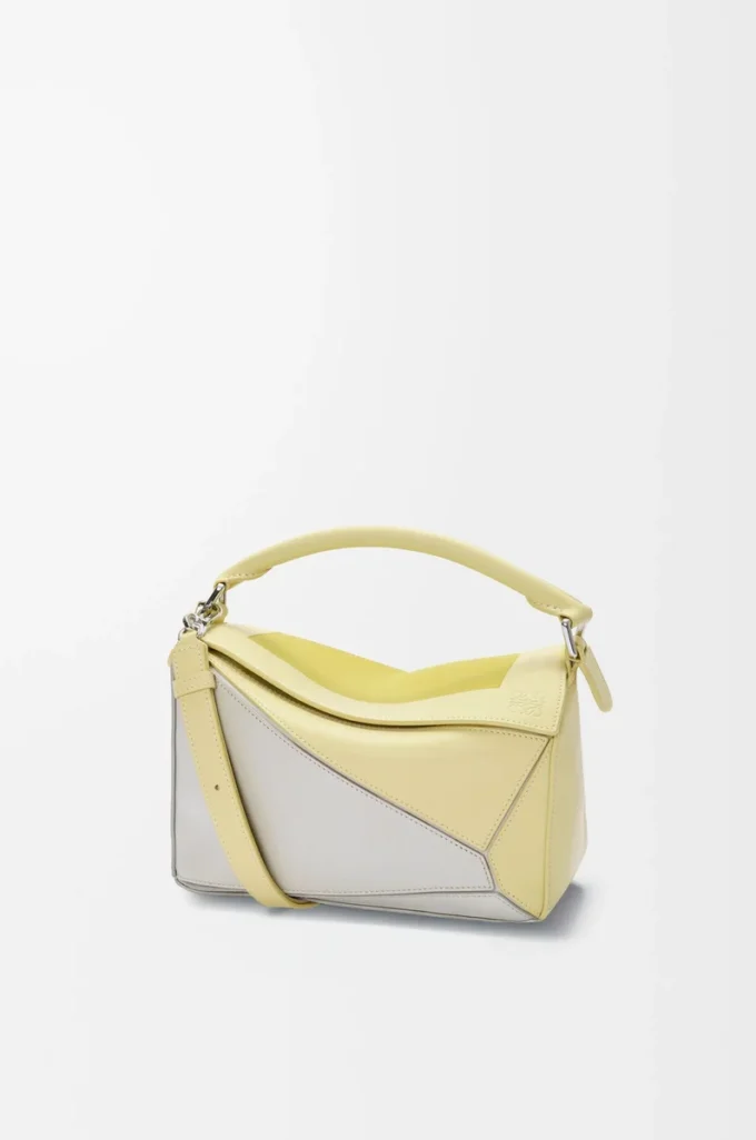 Borsa Puzzle piccola in pelle di vitello nappa grigio chiaro/citrino chiaro Borsa Puzzle piccola in pelle di vitello nappa grigio chiaro/citrino chiaro