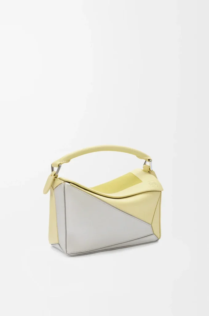 Borsa Puzzle piccola in pelle di vitello nappa grigio chiaro/citrino chiaro Borsa Puzzle piccola in pelle di vitello nappa grigio chiaro/citrino chiaro