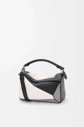Borsa Puzzle piccola in pelle di vitello nappa Grigio/Light Ghost
