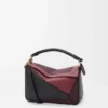 Borsa Puzzle piccola in pelle di vitello nappa Nero/Borgogna Borsa Puzzle piccola in pelle di vitello nappa Nero/Borgogna