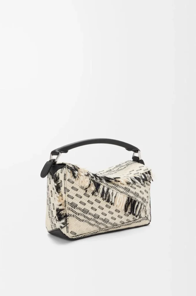 Borsa Puzzle piccola in tessuto intrecciato nero/bianco Borsa Puzzle piccola in tessuto intrecciato nero/bianco