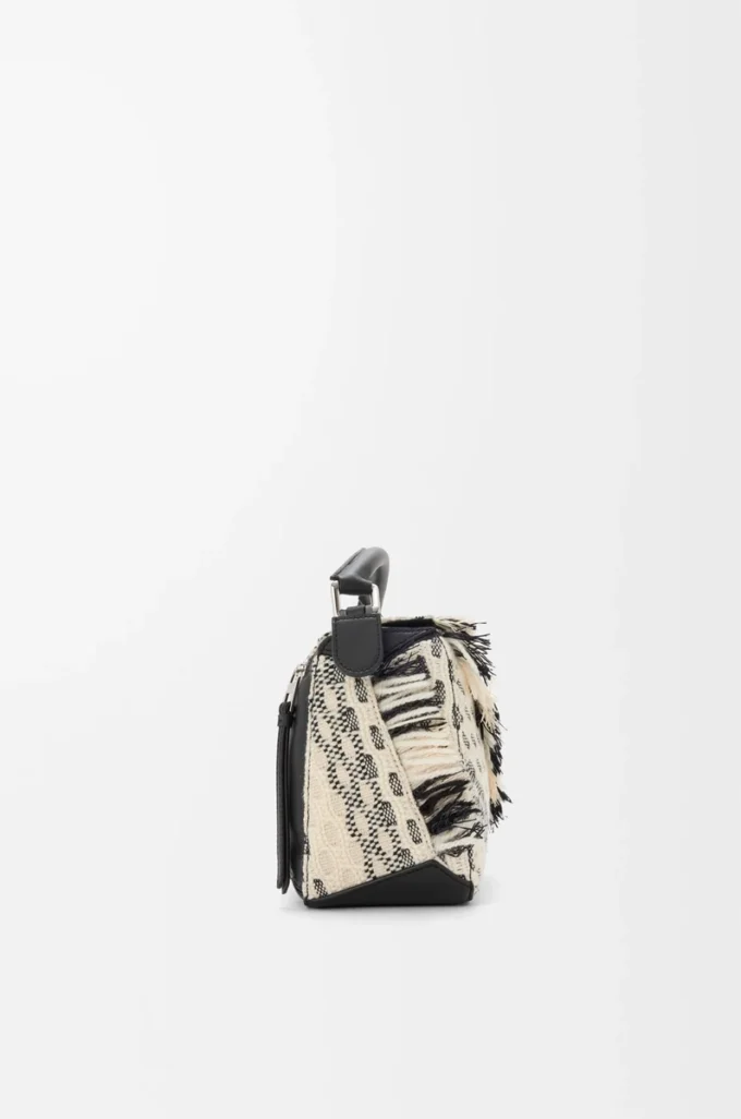 Borsa Puzzle piccola in tessuto intrecciato nero/bianco Borsa Puzzle piccola in tessuto intrecciato nero/bianco