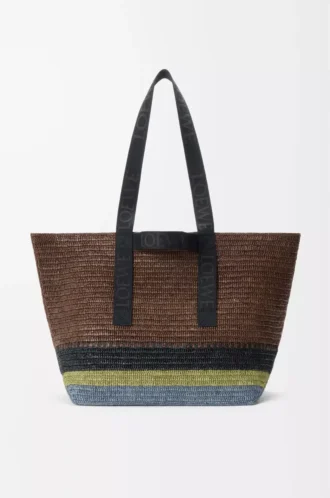Borsa Shopper pieghevole in rafia Marrone/Multicolore