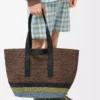 Borsa Shopper pieghevole in rafia Marrone/Multicolore