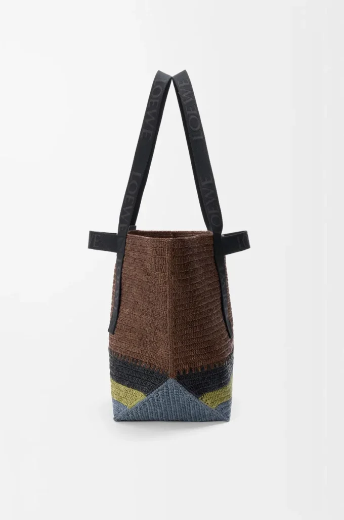 Borsa Shopper pieghevole in rafia Marrone/Multicolore