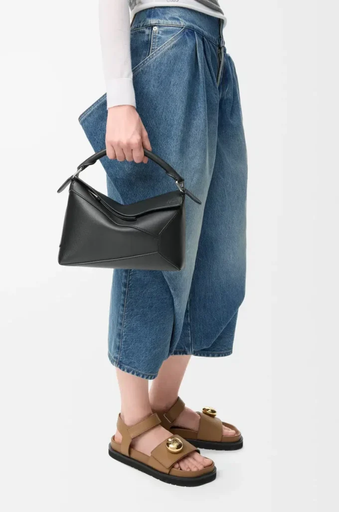 Borsa Small Puzzle Edge in pelle di vitello classica nera Borsa Small Puzzle Edge in pelle di vitello classica nera