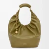 Borsa Squeeze media in morbida pelle di agnello nappa color oliva Borsa Squeeze media in morbida pelle di agnello nappa color oliva