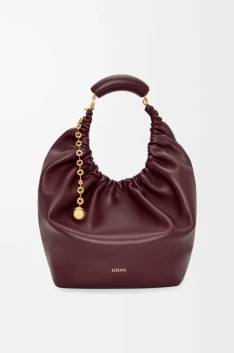 Borsa Squeeze media in morbida pelle di agnello nappa Dark Burgundy