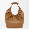 Borsa Squeeze media in morbida pelle di agnello nappa Oak