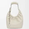 Borsa Squeeze piccola in morbida pelle di agnello nappa color sale marino
