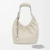 Borsa Squeeze piccola in morbida pelle di agnello nappa color sale marino