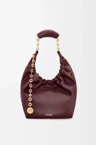 Borsa Squeeze piccola in morbida pelle di agnello nappa Dark Burgundy
