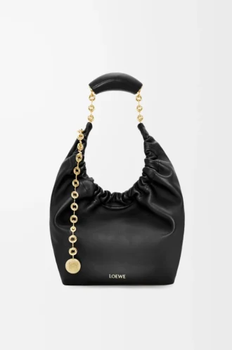 Borsa Squeeze piccola in morbida pelle di agnello nappa nera
