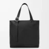Borsa tote con chiusura a zip in morbida pelle di vitello martellata Nero Borsa tote con chiusura a zip in morbida pelle di vitello martellata Nero