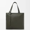 Borsa tote con chiusura a zip Loop in morbida pelle di vitello martellata Dark Khaki