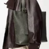 Borsa tote con chiusura a zip Loop in morbida pelle di vitello martellata Dark Khaki