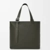 Borsa tote con chiusura a zip Loop in morbida pelle di vitello martellata Dark Khaki
