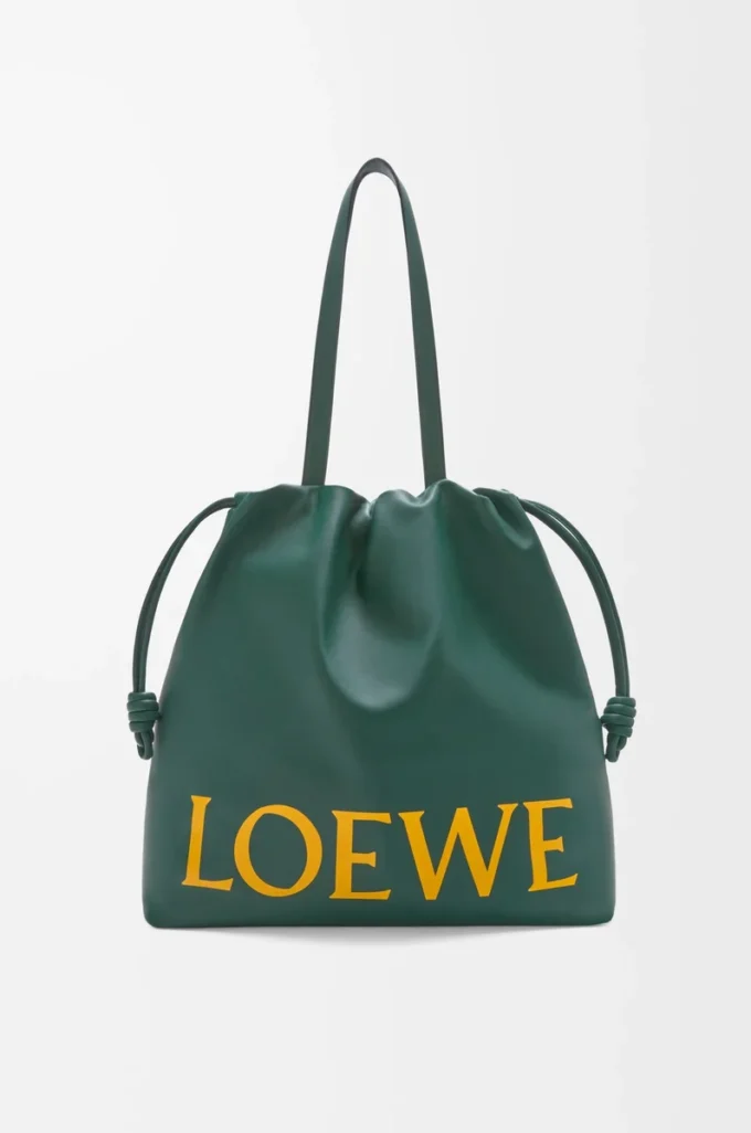 Borsa tote con logo Flamenco in pelle di vitello nappa Evergreen Borsa tote con logo Flamenco in pelle di vitello nappa Evergreen