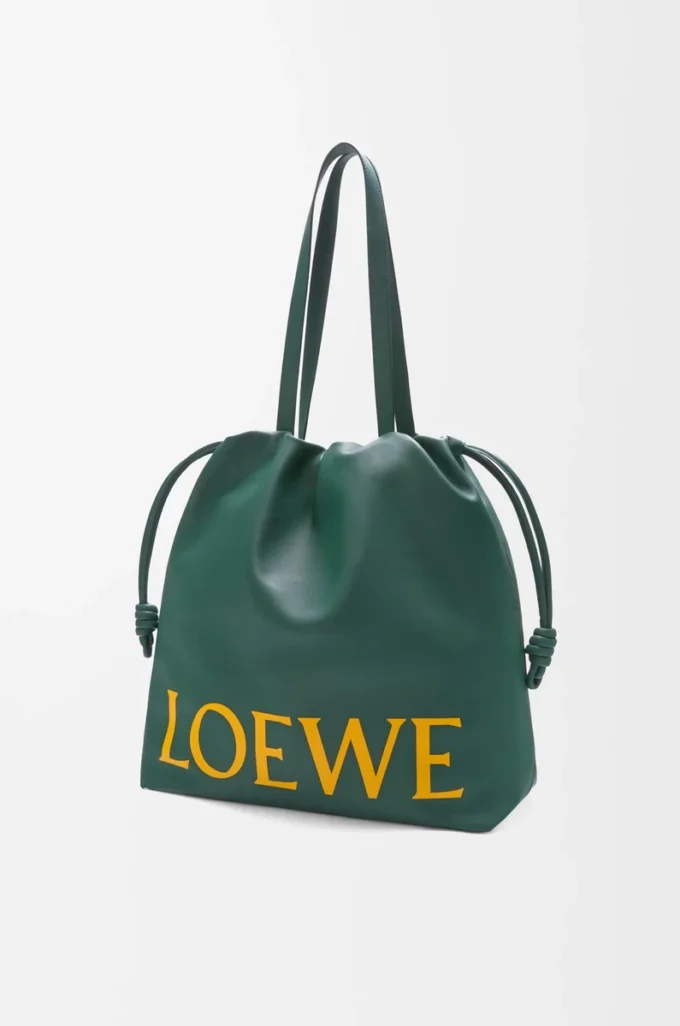 Borsa tote con logo Flamenco in pelle di vitello nappa Evergreen Borsa tote con logo Flamenco in pelle di vitello nappa Evergreen
