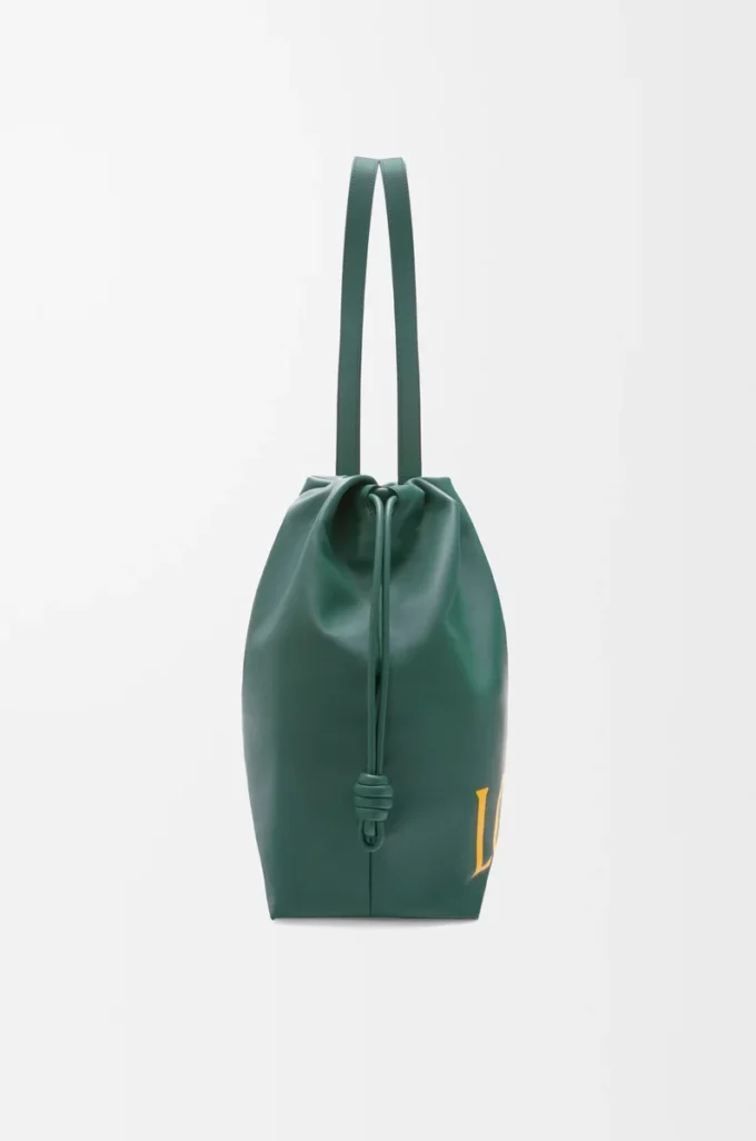 Borsa tote con logo Flamenco in pelle di vitello nappa Evergreen Borsa tote con logo Flamenco in pelle di vitello nappa Evergreen