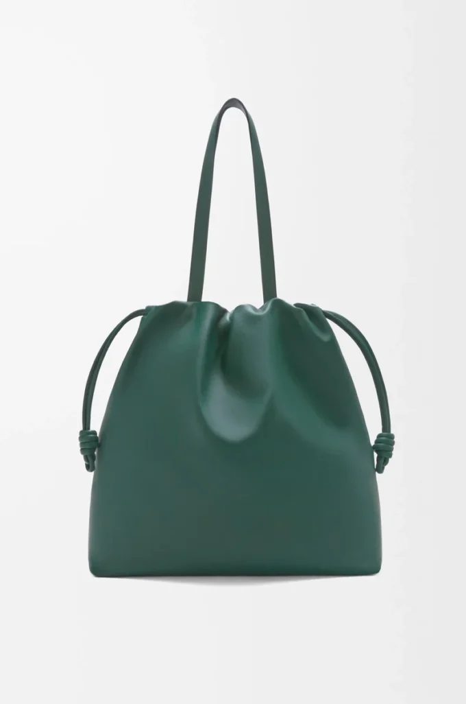 Borsa tote con logo Flamenco in pelle di vitello nappa Evergreen Borsa tote con logo Flamenco in pelle di vitello nappa Evergreen