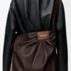 Borsa tote drappeggiata in morbida pelle di agnello nappa Marrone scuro Borsa tote drappeggiata in morbida pelle di agnello nappa Marrone scuro