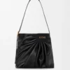 Borsa tote drappeggiata in morbida pelle di agnello nappa Nero