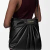 Borsa tote drappeggiata in morbida pelle di agnello nappa Nero