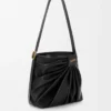 Borsa tote drappeggiata in morbida pelle di agnello nappa Nero