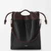 Borsa tote Flamenco in morbida pelle di agnello nappa Nero/Castagna scuro Borsa tote Flamenco in morbida pelle di agnello nappa Nero/Castagna scuro
