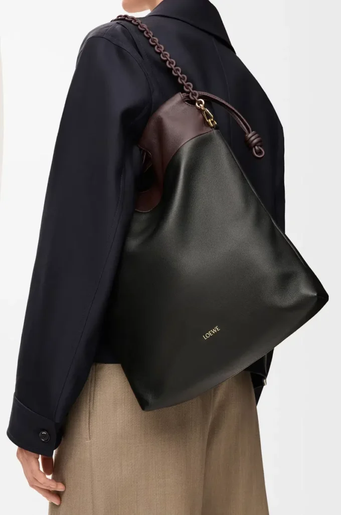 Borsa tote Flamenco in morbida pelle di agnello nappa Nero/Castagna scuro Borsa tote Flamenco in morbida pelle di agnello nappa Nero/Castagna scuro