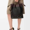 Borsa tote Flamenco in morbida pelle di agnello nappa Nero/Castagna scuro Borsa tote Flamenco in morbida pelle di agnello nappa Nero/Castagna scuro