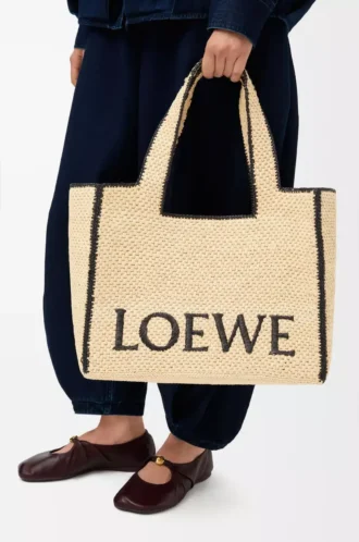 Borsa tote LOEWE Font grande in rafia Naturale