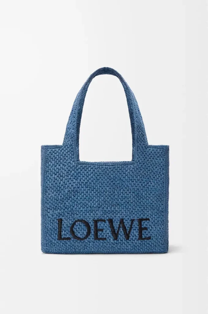 Borsa tote LOEWE Font media in rafia Azzurro Borsa tote LOEWE Font media in rafia Azzurro