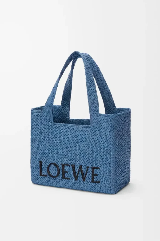 Borsa tote LOEWE Font media in rafia Azzurro Borsa tote LOEWE Font media in rafia Azzurro