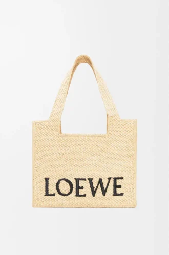 Borsa tote LOEWE Font media in rafia naturale