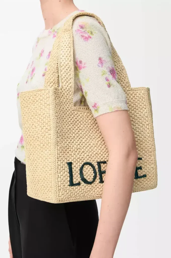 Borsa tote LOEWE Font media in rafia naturale Borsa tote LOEWE Font media in rafia naturale