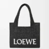 Borsa tote LOEWE Font media in rafia nera Borsa tote LOEWE Font media in rafia nera