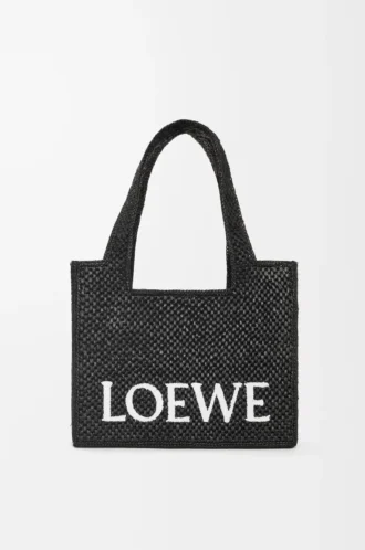 Borsa tote LOEWE Font media in rafia nera