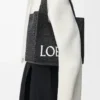 Borsa tote LOEWE Font media in rafia nera Borsa tote LOEWE Font media in rafia nera