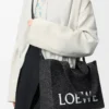 Borsa tote LOEWE Font media in rafia nera Borsa tote LOEWE Font media in rafia nera