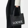 Borsa tote LOEWE Font media in rafia nera Borsa tote LOEWE Font media in rafia nera