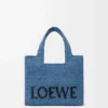Borsa tote LOEWE Font piccola in rafia Azzurro Borsa tote LOEWE Font piccola in rafia Azzurro