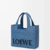 Borsa tote LOEWE Font piccola in rafia Azzurro Borsa tote LOEWE Font piccola in rafia Azzurro