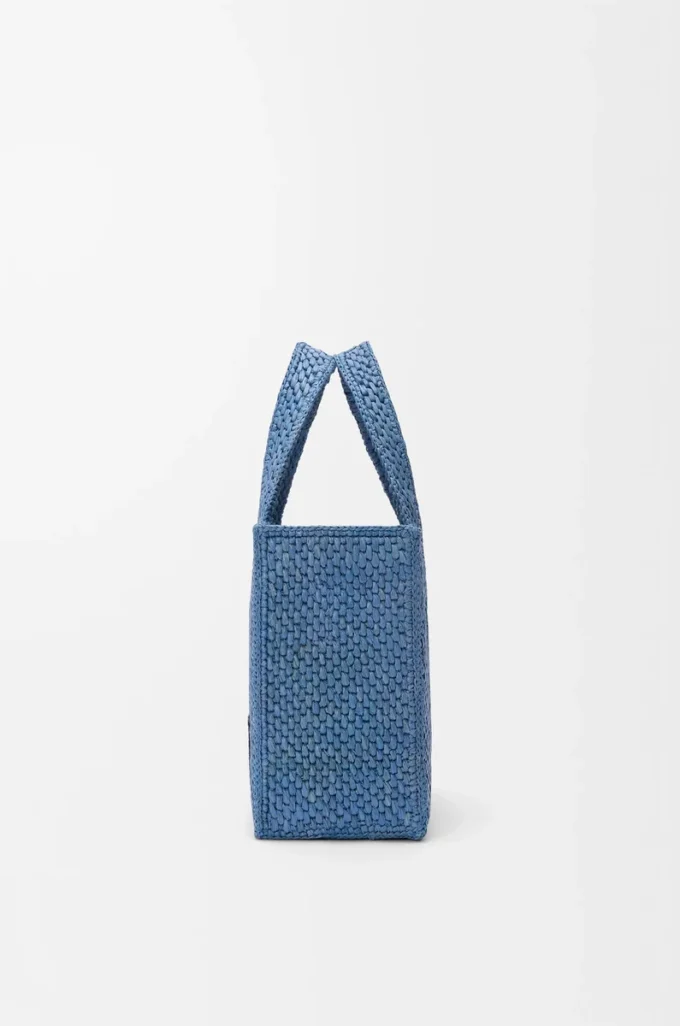 Borsa tote LOEWE Font piccola in rafia Azzurro Borsa tote LOEWE Font piccola in rafia Azzurro