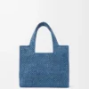 Borsa tote LOEWE Font piccola in rafia Azzurro Borsa tote LOEWE Font piccola in rafia Azzurro