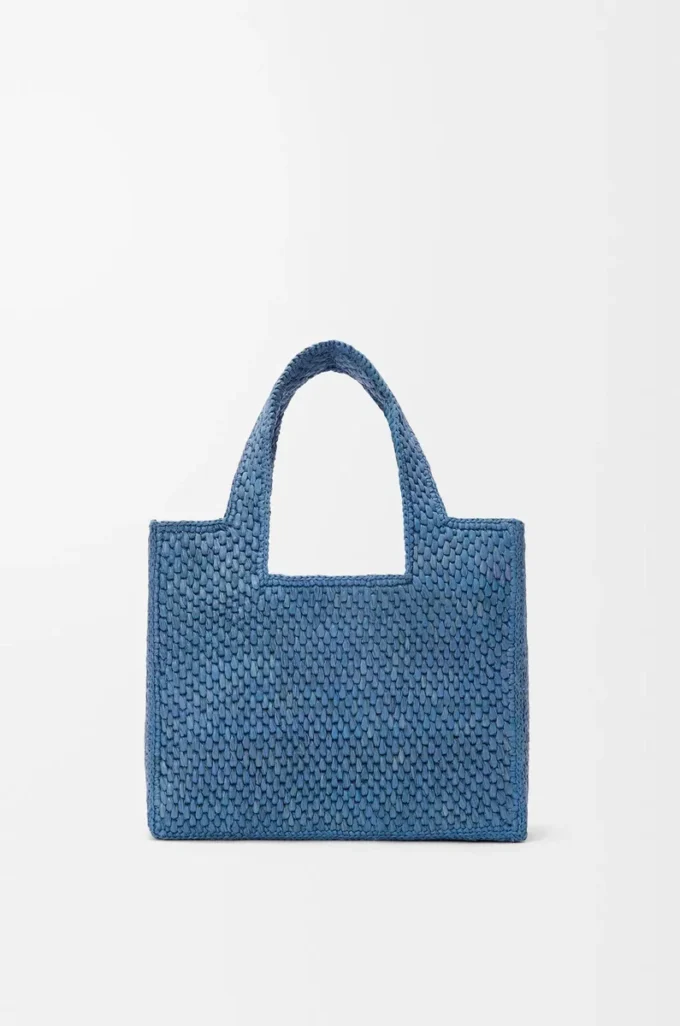 Borsa tote LOEWE Font piccola in rafia Azzurro Borsa tote LOEWE Font piccola in rafia Azzurro