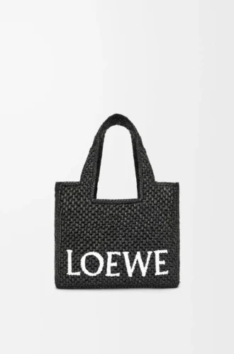 Borsa tote LOEWE Font piccola in rafia Nero Borsa tote LOEWE Font piccola in rafia Nero